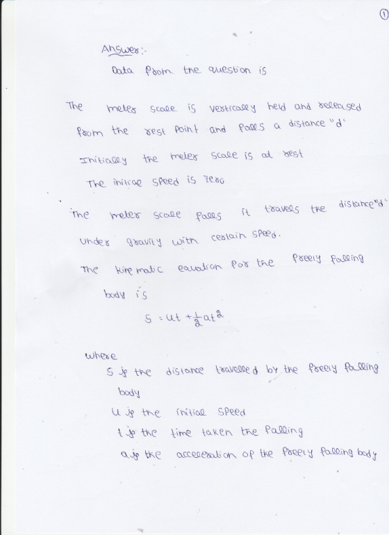 AnGuues Data oon the uestion iS The metes Scode i vest cosey held and bedeased Psom the est Poin ands a distanced Thitiageythe elex Scale is ot est The initae SPeed is ies The weles Scoue fadoS it toa veos tre distancedr Unde ovit with cestain SPeed The kire Po lling whese s the distoce teaveole do the Pseey fe0ng body the ime taken the Palding а.ybe acceekbon of the foeely fa00ingbcdy