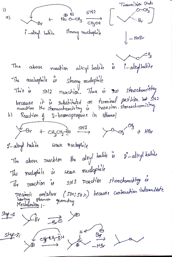 SN2 Transition State OCH₃7 Nao-chz Chow IV-By J strong muceophile |_ NaBr - ů Br + inalkyl halide CH₂OH V oreiz The above rea