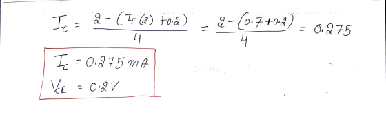 I - 2 - CHEQ) toa) -2-(0.770-2) = 0.275 Iz = 0.275 mA VE = 0.2V