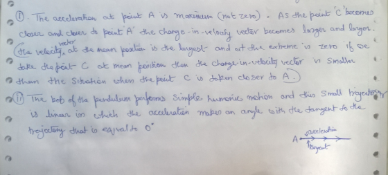 point c becomes langor .The accelerafion at A D maKUMm peius Cnot zere As dthe cloren and coer do peint A dhe change -in ueak