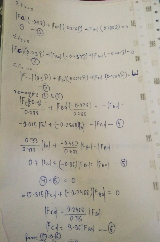 Ex=0 Fool(-0.82) + (FBo) (- 02260) - 1780) (-02268) +/F..) (0-188 1) = 0 Ery=0 (F) (0.331) + FBol to 39 lrgo) (-0-4531) + FP)