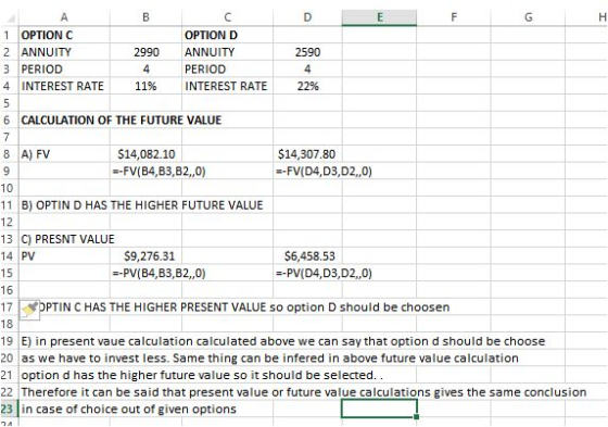 А B D F 2990 2590 1 OPTIONC 2 ANNUITY 3 PERIOD 4. INTEREST RATE OPTION D ANNUITY PERIOD INTEREST RATE 11% 22% 6 CALCULATION O