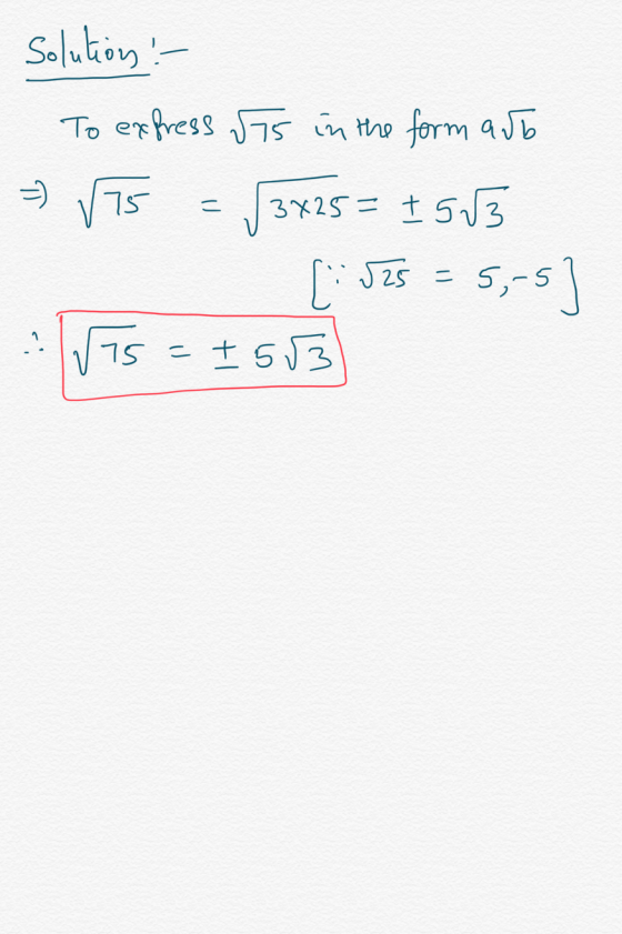 Solutions - - To express Its in the form arb - Vis = √3x25= 1513 [iJzs - 5,-5) [Ts=1553)