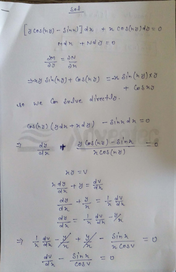 So.f Mdn tN al G . sin (nd) x Sih(h)t Co s(hd) --X +Co S ry Cam Seve alirectdy We - Sihn dr = Cos (hy)-Sinr r Cos (nd) d v of