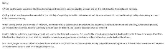 NOTE: $7,500 paid towards salaries of 2020 is adjusted against balance in salaries payable account and so it is not deducted