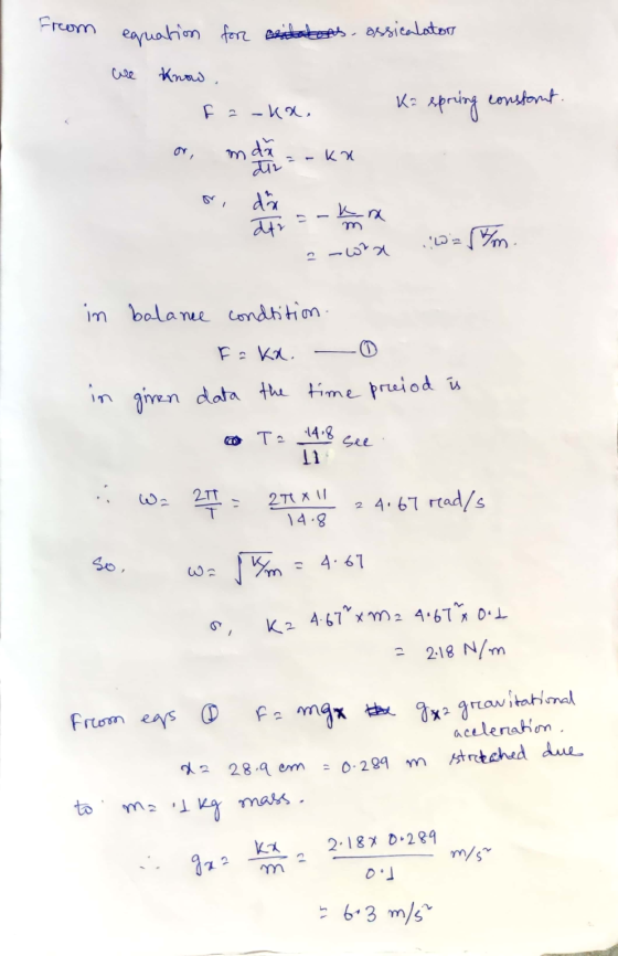 from equation for sentations, assicalators Che know . fa-ka, Ka spring constant. nda ka da atr -ra m ..W= Von 2-wra in balan