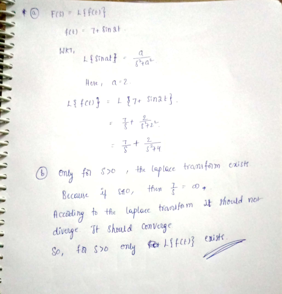 r@ Frs)-시fc川 S+at Honea-2 움, S70 , the laplace transfem exist Accaling to the aplace tanufem it hould no