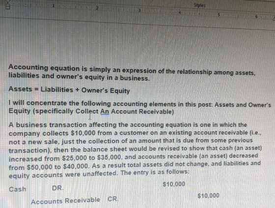 DX Styles Accounting equation is simply an expression of the relationship among assets, liabilities and owners equity in a b