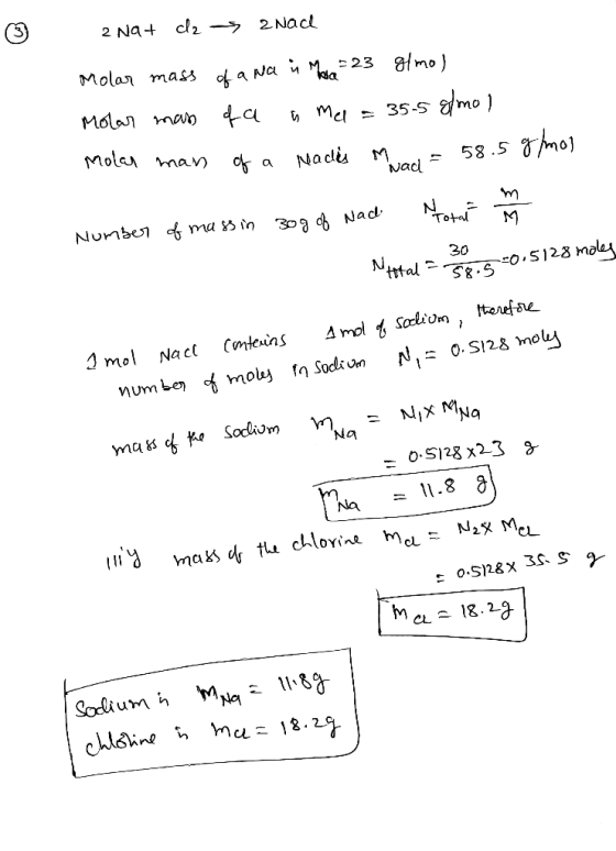 2 Na c2-> 2 Nacl Molan mas La Na n M23 gmo) me 35-S mo Mola mav) cf Nacis M wad 58.5 a Nrotal Numbe ma s in 30g Nad 30 Nptal