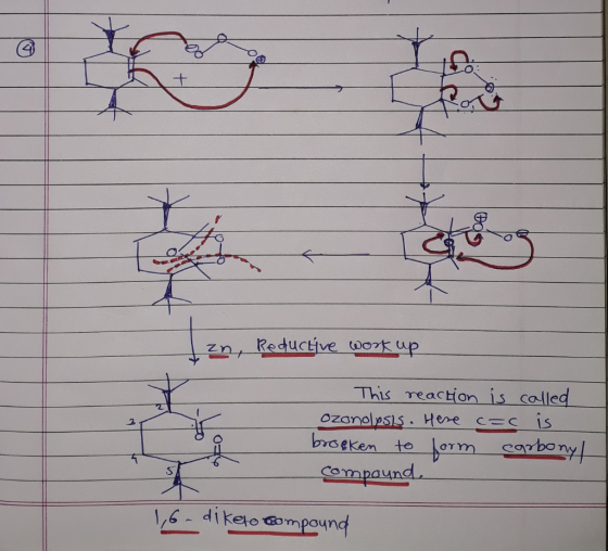zn, Reductive work up This reaction is called ozonolysis. Here cac is brooken to form carbonyl compound, 1,6-diketo compound