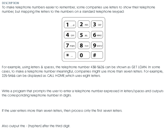 DESCRIPTION To make telephone numbers easier to remember, some companies use letters to show their telephone number, but mapp