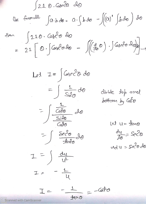 210. Goede do S210 fa.b do= a.lb Use formull - (a) (belo) do then (210. Costo do 1 [of costado 21 Josera sel Let I= Coseco d