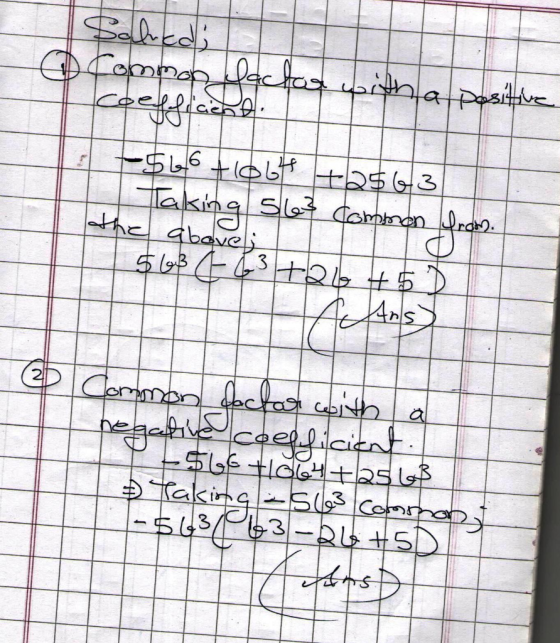 . Common factors with a positive. I coefficient $66 +10bH + $613 Takinia sex common from. the abovej 566 C 63 +216 + 5D Ans C
