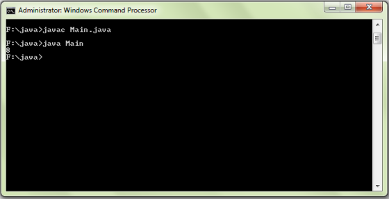 N Administrator: Windows Command Processor P:〈java〉javac Main.java Fj java Main F:\java〉