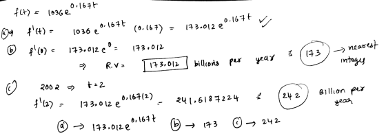 ž ( 173 ) - nearest per year intages . f(t) = 10366 0.1677 @q f(t) = 1036 20.167€ (0.167) 173.01220.1674 V © f(0) € 173.012
