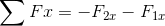 \sum Fx=-F_{2x}-F_{1x}