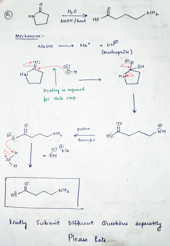 -NH2 H₂O NaOH / heat Ho Mechansim: NaOH - Nat torpa (Nucleophile) 10: 0:0;. HN Heating is required for this step- transfer Na