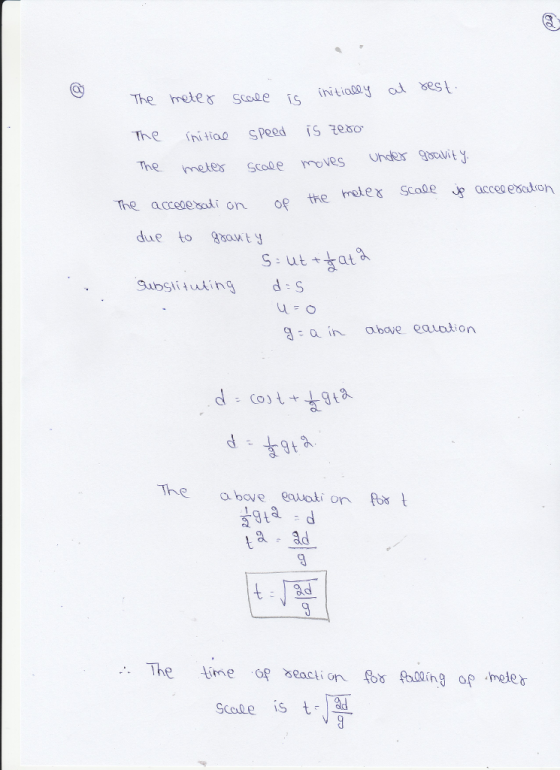 The meles Sce iol sest The ni tiao speed iS teso The meles scoe moes Undes gaiy Jp accu eaton The accede bodi on op the due to ay S uta Subsituting d 9 abave eauation gt The above ewoi on t ta , tこ.lad. The tine of xeaci s ising op rele Sade is t