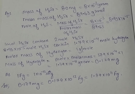 mo.0 molos maSS 9.63 Imol H So contane 2mole Hhs -니 2 en rho 125 nous ab Hydrogen 1g1rn ole -u molex mol Moss ab Hydro en = A