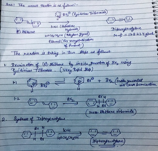 Ans: The overall Recin er fellesati Q B7,0 (fysi darinas Folkromide) (€) Bline Diphenylavdyleme HOCH. CH2H (thylene glycol Mu