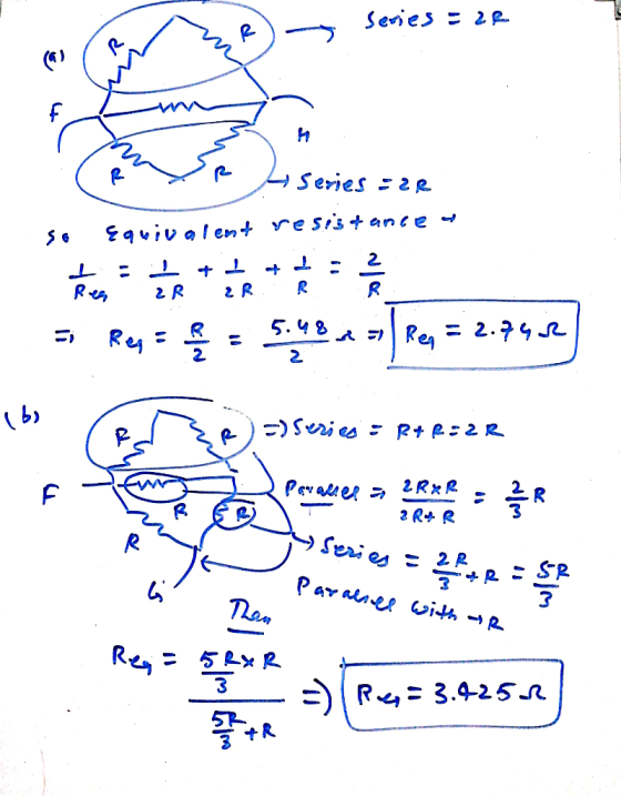 series = ar 2 m 4 Series E2R so Equivalent resistance o tiene to Res= 2 = Suel Rey = 2.945 - -) Series = R+R:2R ing VONA para