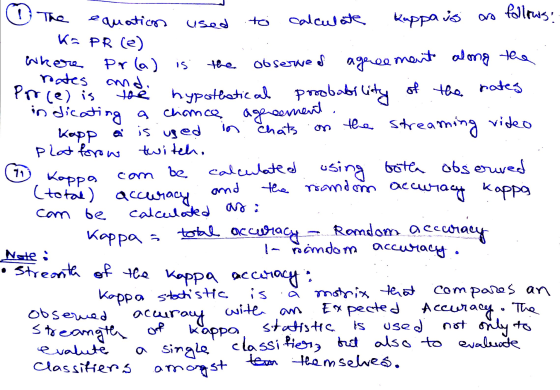 used to calculate Kappaus oro follows: ☺ The equation Ko PB (e) Where roates and. Proce) is is the 71) Kappa (total) accuracy