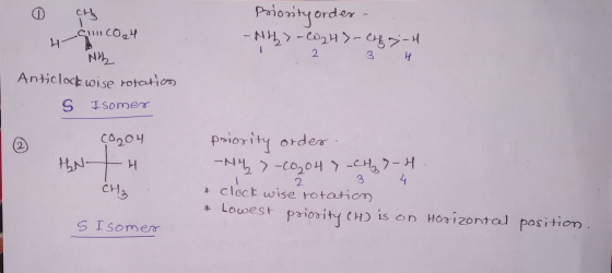 Priority order -NH-C0247- Chey-H i 2 3 H. cinco24 .NL Anticlock wise rotations s Isomer (0204 HANIH CH₂ priority order. ANH 7
