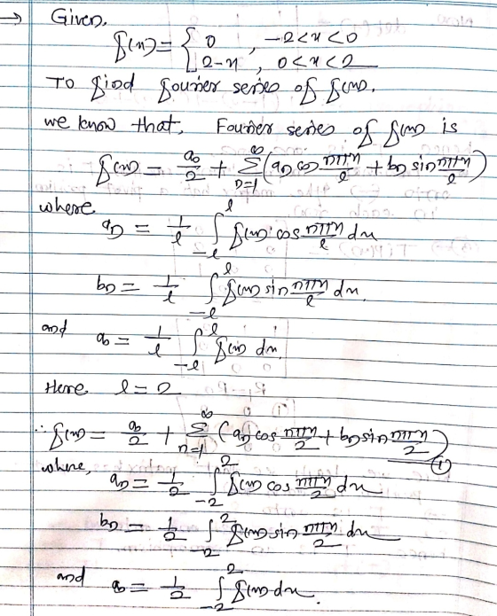 - Given ,22uco ocu (2 where Sing= {0 ale-n To giod sounes seres of fun. we know that Fourner series of sus is fengumu 100 mm