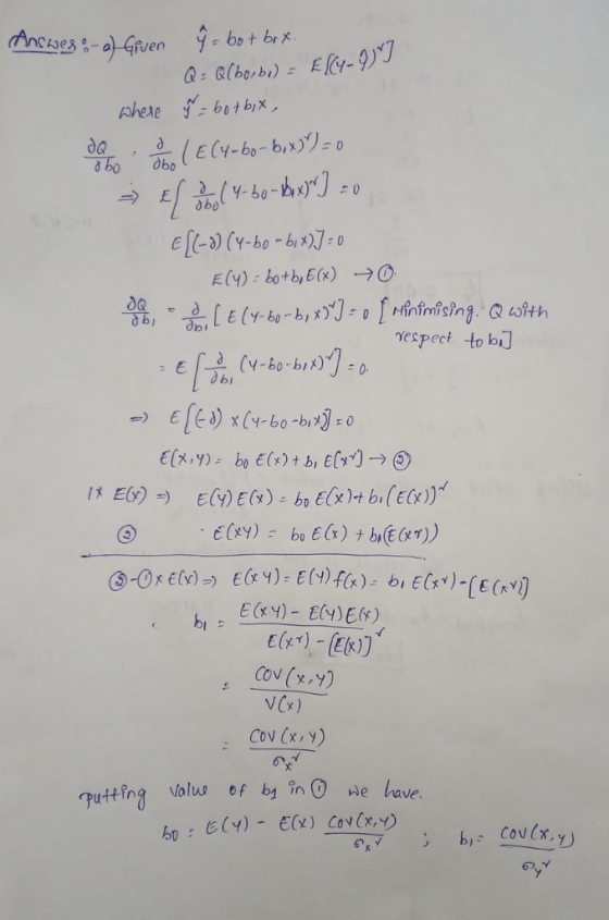 imisin nespect to bi Cov (x,Y) vCx) We have uttina Volus of b n