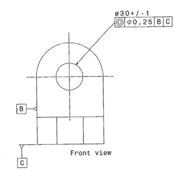 30+ / - 1 00.25 BC B Front view с