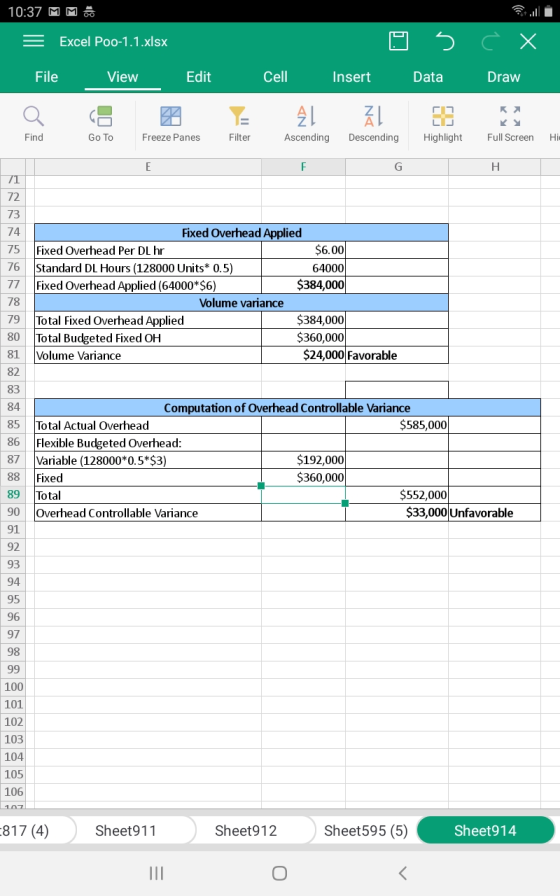 10:37 MM = Excel Poo-1.1.xlsx File View Edit Cell Insert Data Draw Q & 3 AL 21 E11! Find Go To Freeze Panes Filter Ascending