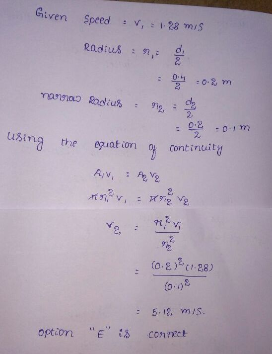 Given Speedv,: 28 mis Radius : ni : 0:2 2 custng the epuak on font inudt ng the eguat ion oy cont intat y 2, 2 (o. (1-28 5.12
