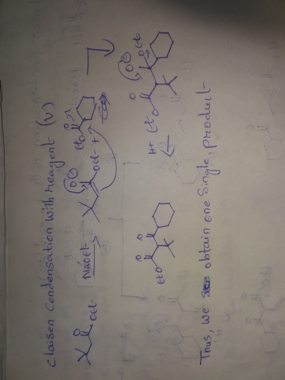 elaisen Condensation with heagent (w r Naoel i od Oct tole Ht Eto Otti Thus, we see obtain one Single product