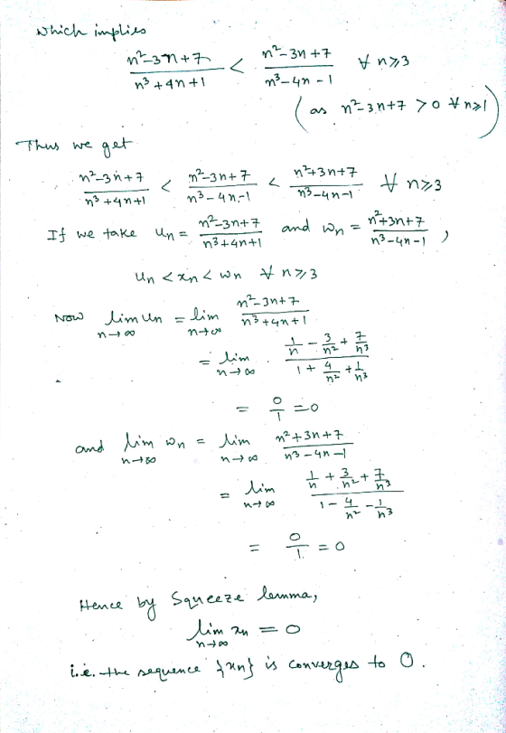 which implies n²30 +7 n3 +40+1 n²-3n+7 Hny,3 n3-40-1 n2-3n+7 >O n Thus we get ...n²-3n+7 73 +4 +1 m²_3n+7 73-41- 1 n²+3n+7 73
