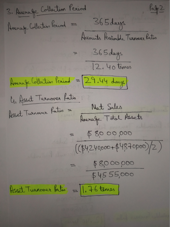 3. Average Collection Period Page 2 365days Accounts Peceivable Turnover Ratis Average Collection Period 365 days z 29.44 day
