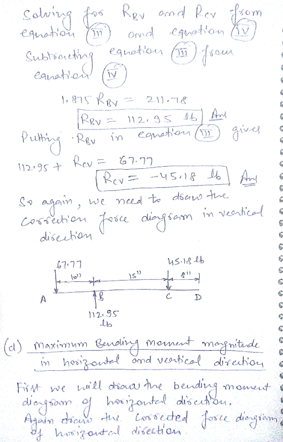 solving froos RRv and Rev from equation (in) and equation (IV) Subtracting equation (n) from canation (W) 1.875 RBv = 211.78