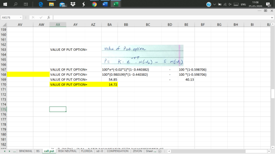 © v 1x ENG 11:08 25-03-2020 - 27 X AX175 X fic - AV V AW AX AY AZ BA BB BC BD BE BE BG BH Bi Bja 159 VALUE OF PUT OPTION= val