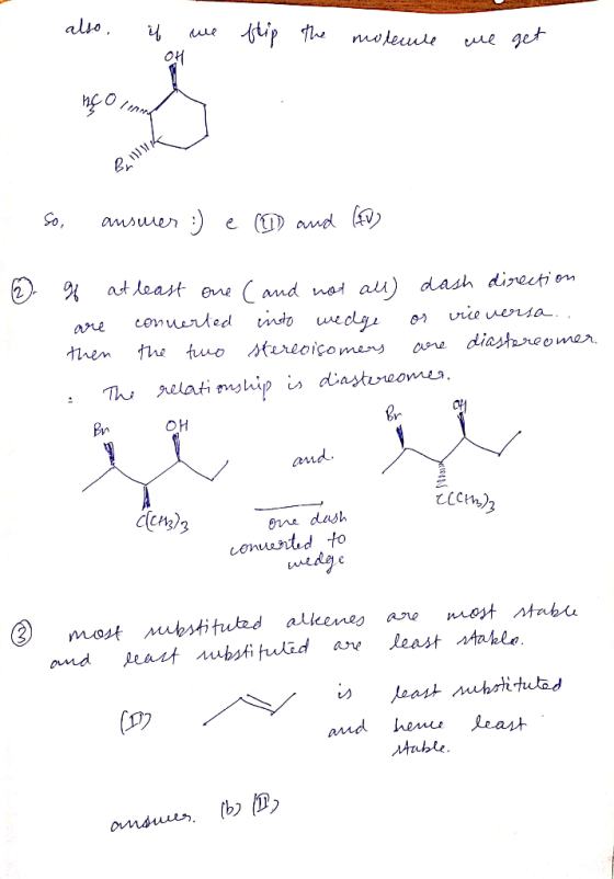 also if we flip the molecule we get nco rima U . So, answer :) e (1) and (F) 2. If at least one (and not all) dash direction
