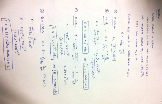 soloion Sphere stodius a .aom Shell has chary. ニ-ฯ, ElectNC eld dua to a Solid Sphere gnea 9Ocm, so, Le ITCo (2-2 x162 dl Cl-