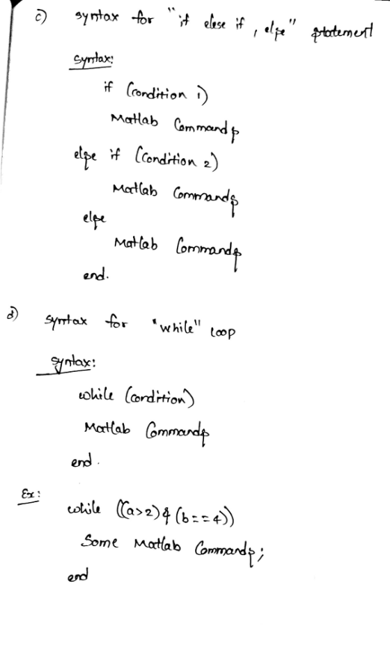 if (ordition Matlab Corn mond else el Mattab mard and. rlax: Matlob Gmmord erd Ex: Some matlab C erd