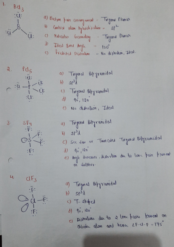 . : a) Election pour arrangement - Trigona Planar b) Control alim ryssidisation - sp2 0 Molecular Geometry - Trigonal Planar