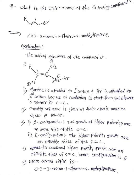 what is the TUPAC mome of the following Comfund BY CEJ-3-romo--Fluoro-2-methylPoPene Enplanation The autual struture of the c