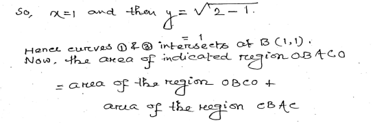 So, x=l and then y=va-1. at 26 intersects B (1,1) Hence curves Now, the area of indicated region OBACO. = area of the region