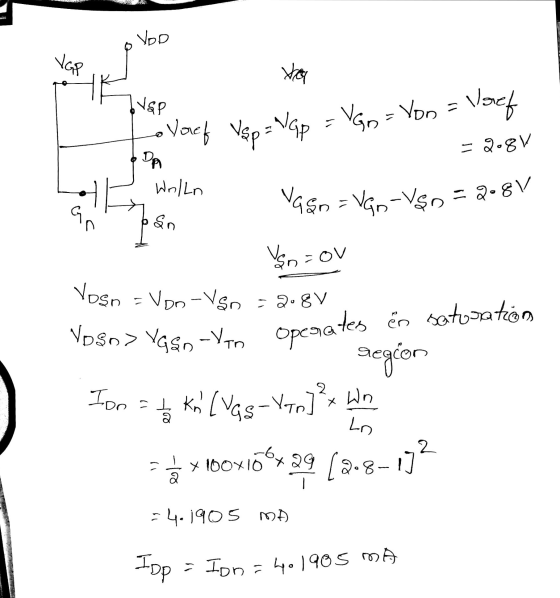 o VoD xor TVSP Dp ovocf Usp=lap = VGn=Yon = Voef = 2.8V at the wall Vasn = Vap-VS8 = 2.8V ar po Yn zor Yosn = Von -VSD - 2.8V