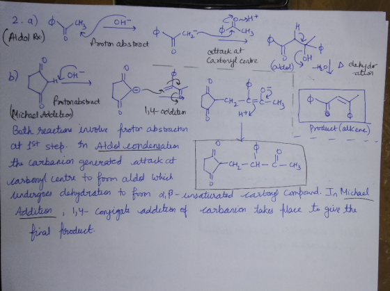 2.a) d (Aldol Rx) z / Proton abstract 0 Hz Aldo Proton abstract attack at Carbonyl centre Canell you Holy Soto tola thol a de