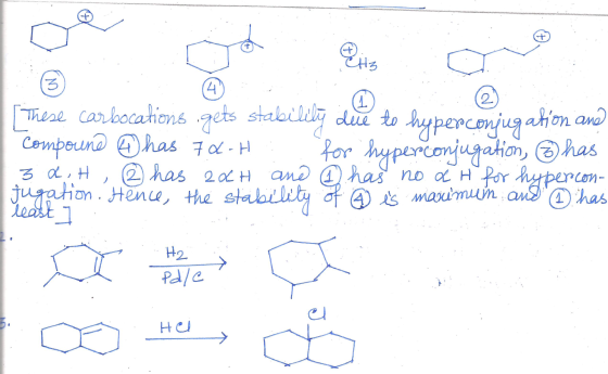 These carbocations gets stability due to hyperconiugation and compound has 7 OG-H: for hyperconjugation, has 32,H , ② has adH