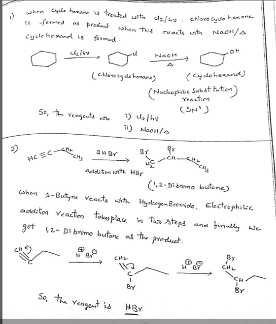 when cyclo hermane, is treated with treated with clino. chloro calo tenane a is formed as product when this cuacts with Nach/