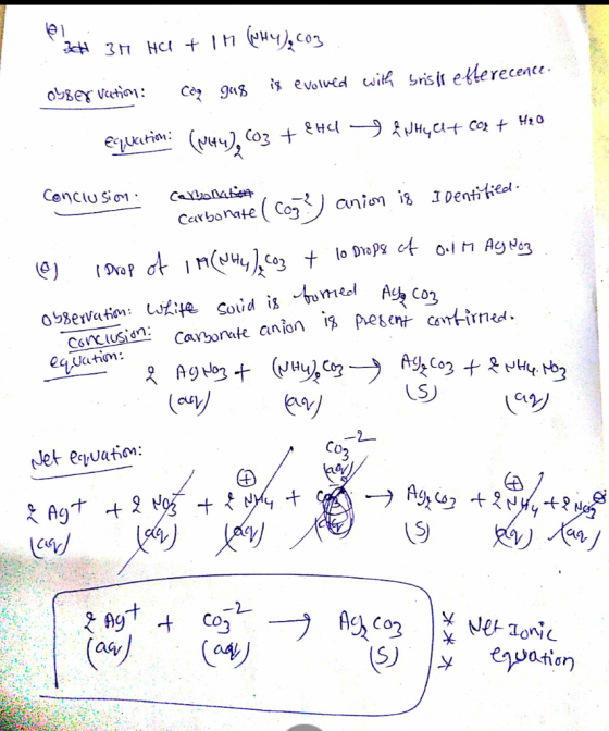 3H HC + IM (44),603 obsey vation: Coq gas is evolved with Srisis efterecence. @q, kition: ( nu), C03 + EHU & WHY + Col H2O Co