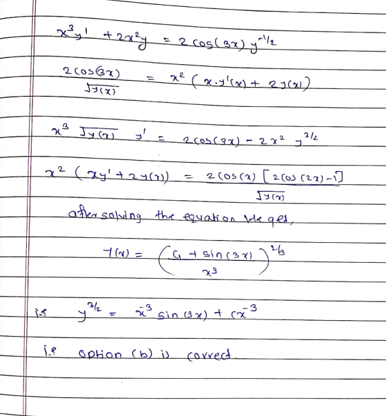 Cas( 83) yl2 2 Cos@) + aosa)-2 2 १° (qy + 23(7) 2 Cos (a)2 (os (22)- aa sobing the equalion deqed GSin(3) 3 3 covrect OPhon