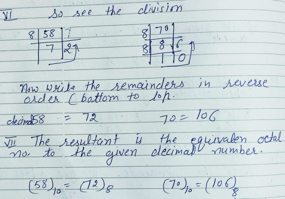 So see 8158 12 7 the clivision 81 701 8 To 8 27 z Now write the remainders in reverse order (batton to lop. decimal 8 72 70-